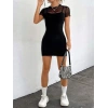Kadın Ip Askılı Kısa Dalgıç Elbise Ve Kısa Kollu Tül Elbise Ikili Takım