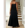 Kadın Ip Askılı V şerit Yakalı Uzun Viskon Elbise