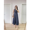 Kadın Jeans Kot Önü Tam Fermuarlı  Uzun Elbise - Mavi