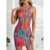 Kadın Kalın Askılı çok Renkli Dalgıç Mini Elbise