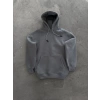 Kadın Kapüşonlu Kanguru Cepli 3 İplik Pamuklu Oversize Hoodie Sweatshirt -  Boyalı Gri