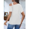 Kadın Kısa Kollu Asimetrik Yaka Detaylı Viskon Bluz