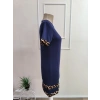 Kadın Kısa Kollu Bisiklet Yaka Leopar şerit Detaylı Kısa Modal Elbise
