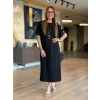 Kadın Kısa Kollu Bisiklet Yaka Omuzdan Düğmeli Uzun Viskon Iki Iplik Elbise