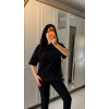 Kadın Kısa Kollu Bisiklet Yakalı Dantel Detaylı Viskon Iki Iplik Bluz