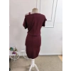 Kadın Kısa Kollu Tek Omuz Askı Ve Aksesuar Detay Beli Lastikli Krep Elbise