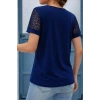 Kadın Kısa Kollu V Yakalı Dantel Detaylı Viskon Bluz