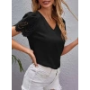 Kadın Kısa Kollu V Yakalı Kolu Dantelli Dubai Bluz