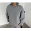 Kadın Bisiklet Yaka 3 İplik Pamuklu Basic SweatShirt - Gri