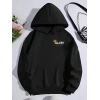 Kadın Oversize Kapüşonlu Kanguru Cepli Baskılı 3 İplik Pamuklu Sweatshirt Hoodie -   Siyah