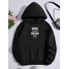 Kadın Oversize Kapüşonlu Cepli Baskılı 3 İplik Pamuklu Hoodie Sweatshirt - Siyah