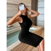 Kadın Kolsuz Balıkçı Yaka Kısa Dalgıç Elbise