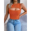Kadın Kolsuz Bisiklet Yaka Güpüs Dekolteli Triko Crop Bluz