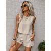 Kadın Kolsuz Bisiklet Yakalı Kısa Bluz Ve Short Ikili Takım