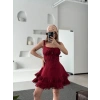 Kadın Mini Askılı Elbise - Bordo