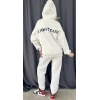 Kadın Nakış İşlemeli 3 İplik Pamuklu Sweat Alt-Üst Takım- Beyaz
