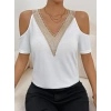 Kadın Omuzlardan Açık V Yakalı Viskon Bluz