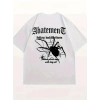 Kadın Tişört Örümcek Baskılı Bisiklet Yaka T-shirt - Beyaz