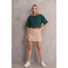 Kadın Regular Fit Tişört Bisiklet Yaka Yazlık Kısa Kol Basıc T-Shirt - Yeşil