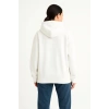 Kadın Samuray Ninja Çift Kapüşonlu Maske Detaylı 3 İplik Hoodie - Beyaz