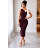 Kadın Tek Omuzdan Askılı Diğer Omuzdan Fiyonk Detaylı Midi Janjan Krep Elbise