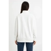 Kadın Üç İplik Dık Yaka Yarım Fermuarlı SweatShirt - Beyaz