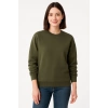 Kadın 3 İplik Pamuklu Düz Bisiklet Yaka SweatShirt - Haki