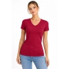 Kadın T-Shirt V Yaka Slim Fit Likralı Tişört Yazlık Basic Body - Kırmızı