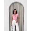 Kadın Vatkalı Kolsuz V Yaka Drapeli Crop Bluz Likralı Fit - Pembe