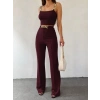 Kadın Zincir Askılı Krop Ithal Krep Bluz Ve Pantolon Ikili Takım