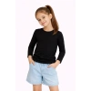 Kız Çocuk Basic Uzun Kollu Tişört Okul Günlük Rahat T-Shirt - Siyah