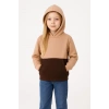 Kız Çocuk Kapüşonlu Kanguru Çepli Parçalı SweatShirt - Renkli
