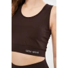 Kolsuz Sporcu Baskılı Crop - Kahve