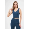 Kolsuz Sporcu Baskılı Crop - Turkuaz