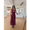 Kolsuz Uzun Kabardin Elbise - Bordo