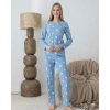 Lindros 0440 Kadın Süet Uzun Kol Pijama Takımı