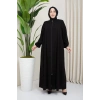 Medine İpeği Tesettür Pile Detaylı Ferace MDC-0165 Siyah