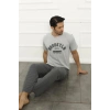Moda Çizgi Baba Oğul Gri Aile Pijama Takım Ayrı Ayrı Satılır 50102