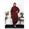 Moda Çizgi Büyük Beden Tesettür Mayo 7XL-8XL-9XL-10XL Bordo 55010