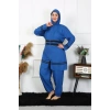 Moda Çizgi Büyük Beden Tesettür Mayo 7XL-8XL-9XL-10XL İndigo 55010