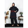 Moda Çizgi Büyük Beden Tesettür Mayo 7XL-8XL-9XL-10XL Lacivert 55010