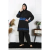 Moda Çizgi Büyük Beden Tesettür Mayo 7XL-8XL-9XL-10XL Siyah 55011