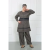 Moda Çizgi Büyük Beden Tesettür Mayo Füme 44020