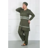Moda Çizgi Büyük Beden Tesettür Mayo Haki 44020