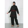 Moda Çizgi Büyük Beden Tesettür Mayo Siyah 44025