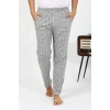 Moda Çizgi Erkek Ekoseli Desen Penye Tek Alt Pijama 27540 Gri