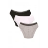 Moda Çizgi Erkek Pamuk 3lü Siyah Beyaz Gri Likralı Slip 40123
