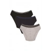 Moda Çizgi Erkek Pamuk 3lü Siyah Laci Gri Likralı Slip