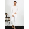 Moda Çizgi Erkek Pamuk Ekru İçlik Takım 19103