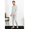 Moda Çizgi Erkek Pamuk Gri İçlik Takım 19103